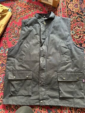 Walker & Hawkes Waxed Cotton Vest Men’s XXL Made in England Navy Blue